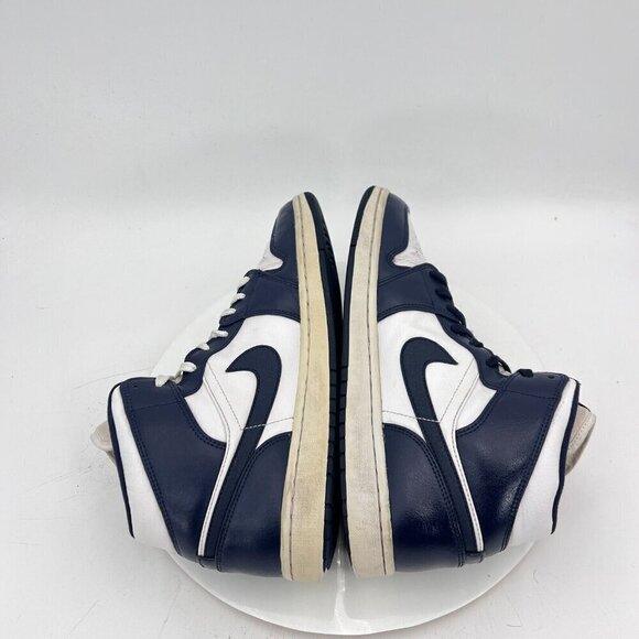 Nike Air Jordan 1 Mid Men Size 10.5 554724 174 White Metallic Gold Obsidian Shoe - Picture 6 of 11